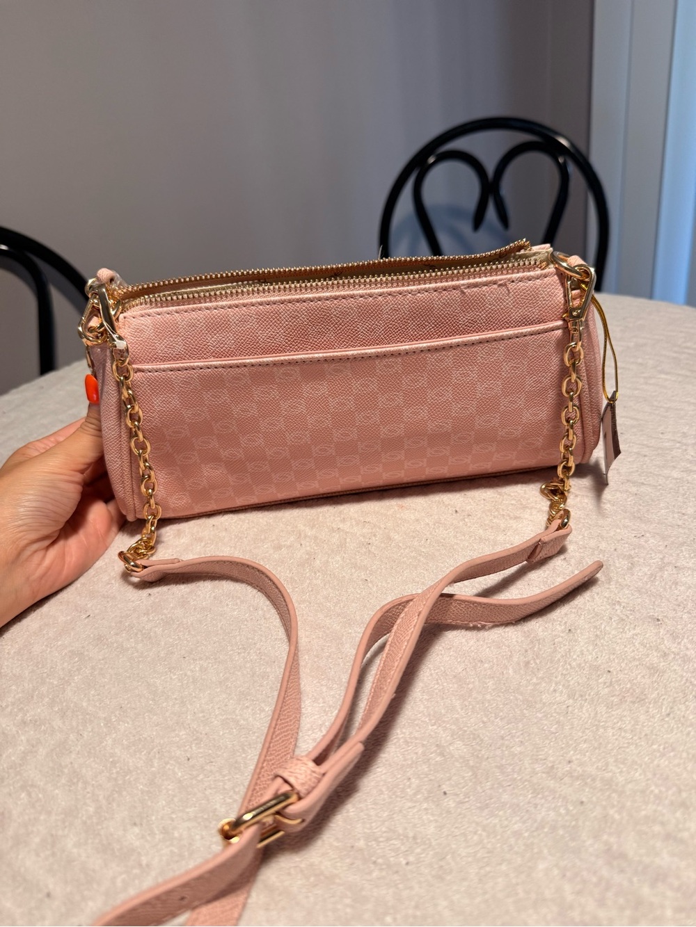 Bebe Adela Monogram Baguette Crossbody Bag in light pink - Picture 4 of 6